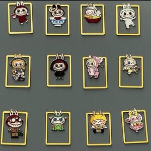Kawaii | Cute Labubu Cartoons Characters Metallic Bookmar (Set of 12 in one box)